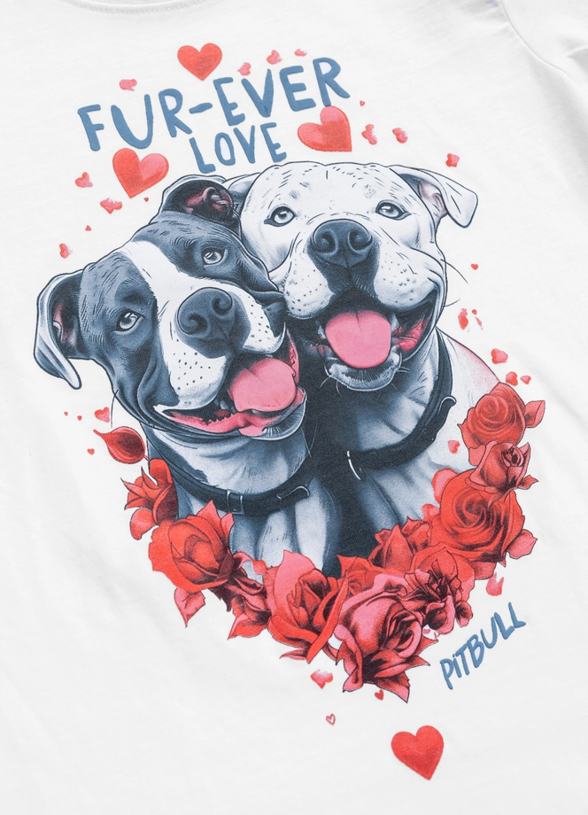 Koszulka damska T-shirt Pit Bull Fur-Ever Love biała