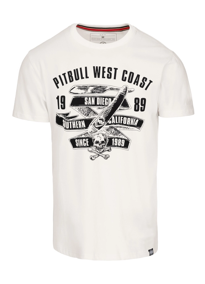 Koszulka męska T-Shirt Pit Bull Pitbull Oldschool Razor Slim Fit biała