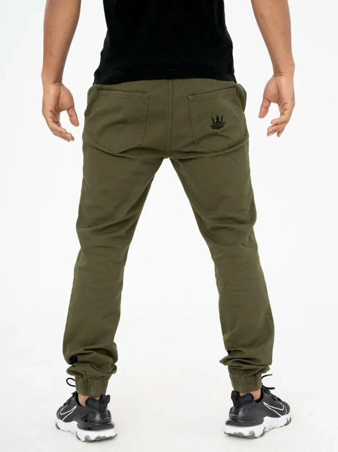 Spodnie Materiałowe męskie Jogger Jigga Wear Crown zielone/czarne