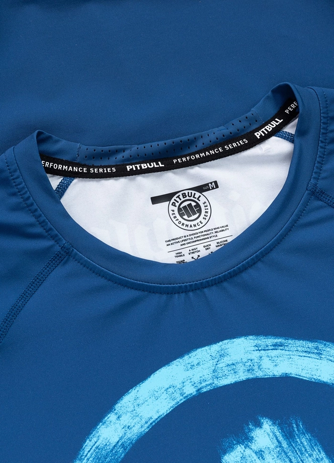 Koszulka męska rashguard Pitbull Logo Palms niebieska