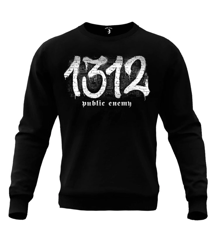 Bluza męska bez kaptura Public Enemy 1.3.1.2 black/white crewneck czarna