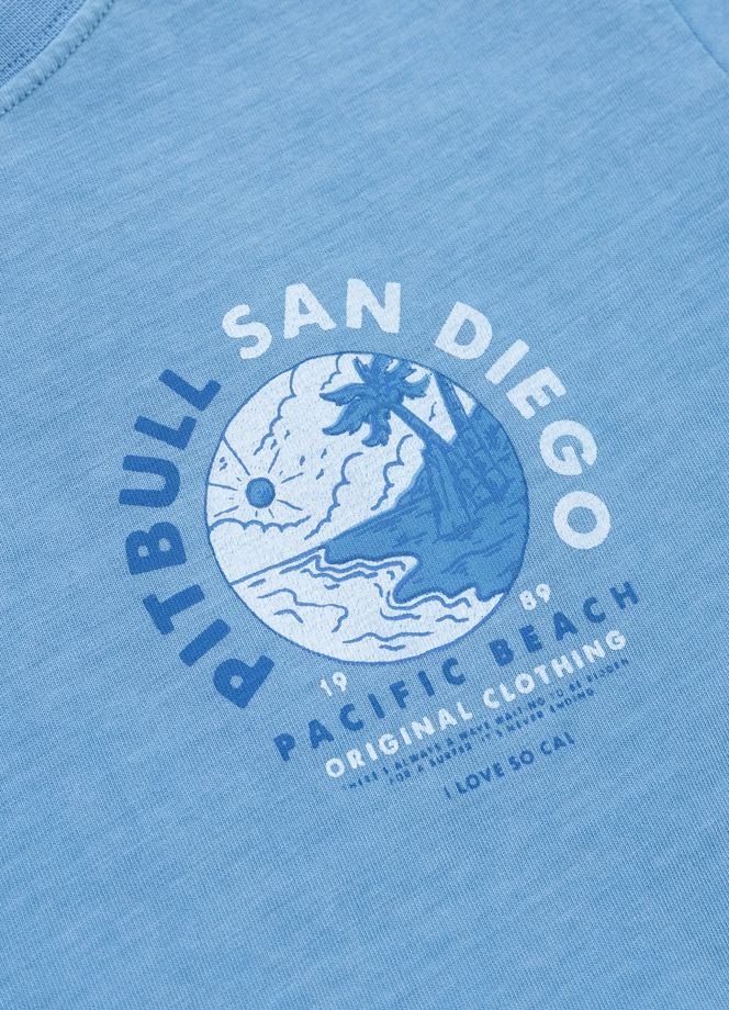 Koszulka damska T-shirt Pit Bull Planet Surf sprany niebieski