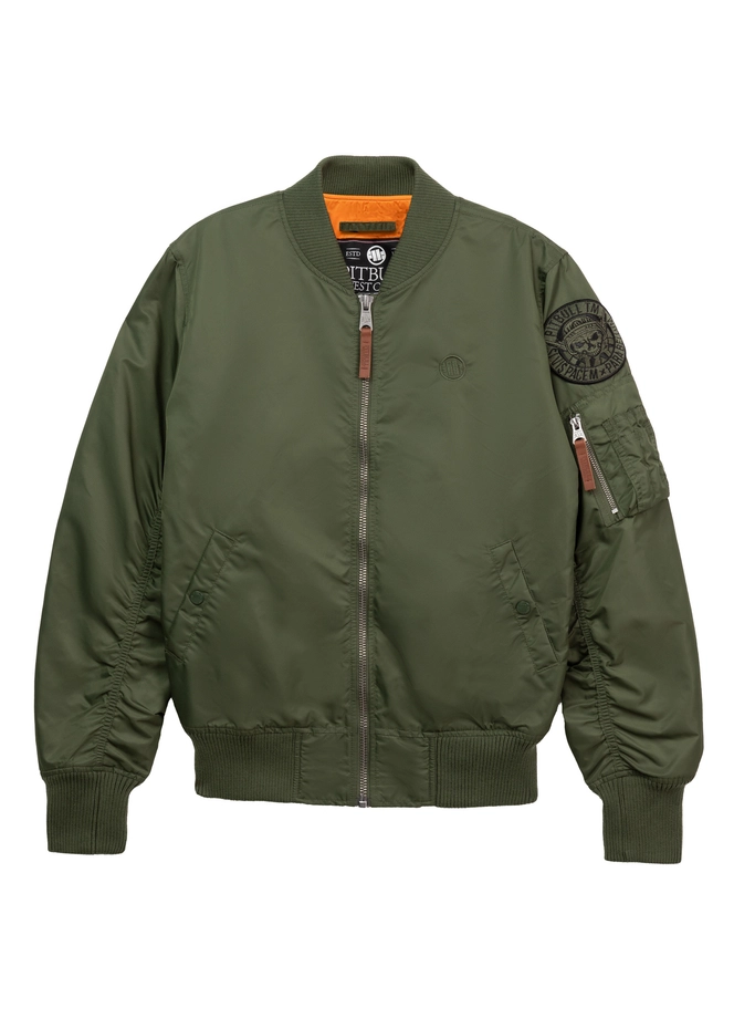 Kurtka męska przejściowa wiosenna Pit Bull MA 1 Logo Flight Jacket 2 bomber zielona