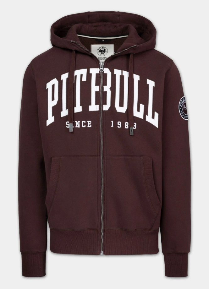 Bluza męska rozpinana z kapturem Pit Bull Norton ciemno bordowa