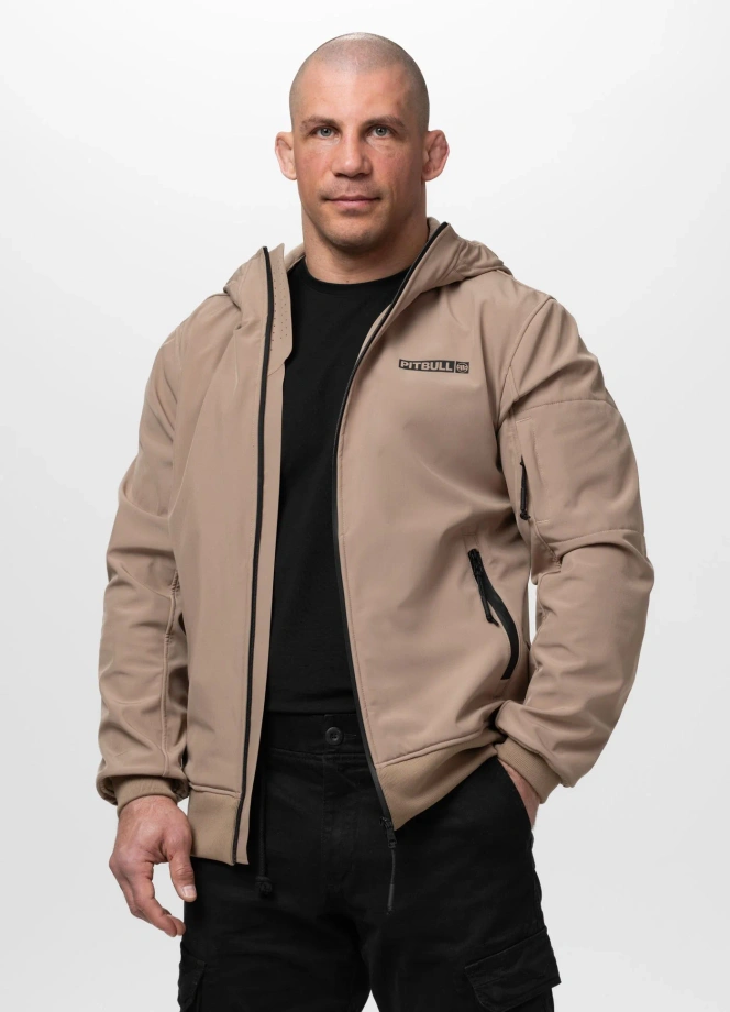 Kurtka męska przejściowa wiosenna Pit Bull Softshell Roscoe ciemno beżowa