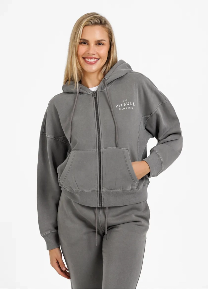 Bluza damska Pit Bull Manzanita Pitbull hooded zip szara