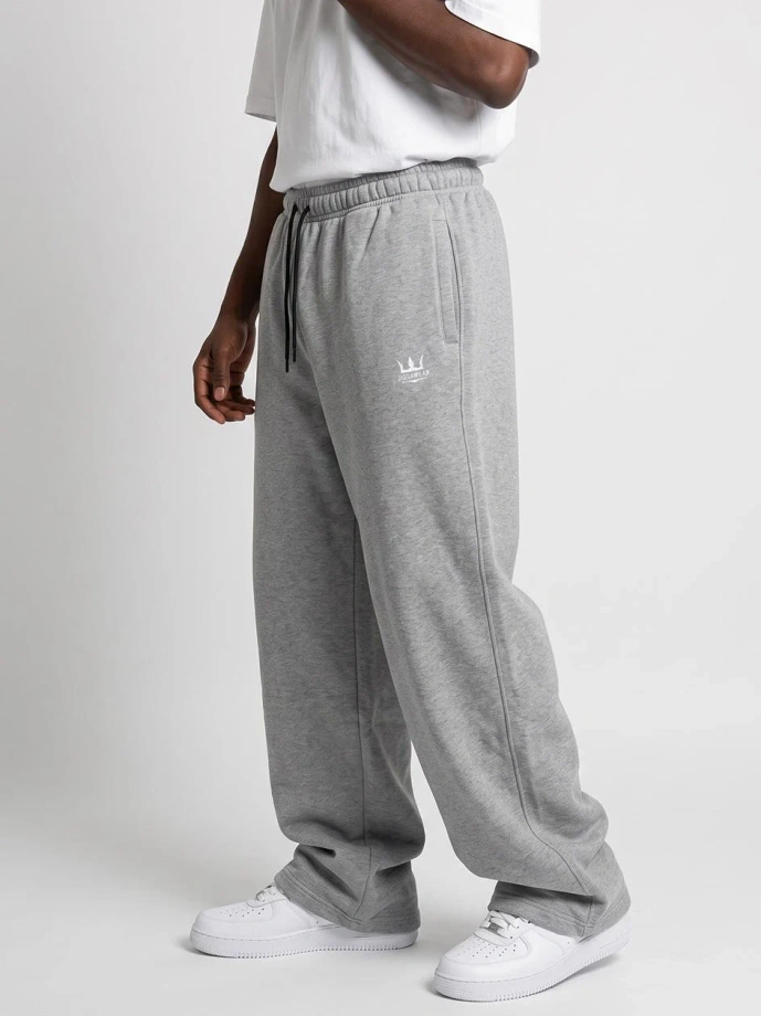 Spodnie dresowe męskie Baggy Jigga Wear Logo Drawcord ciemno szare
