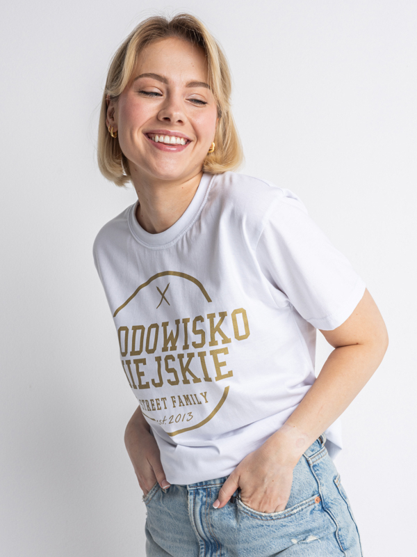 Koszulka męska t-shirt Środowisko Miejskie Theme biała/złota