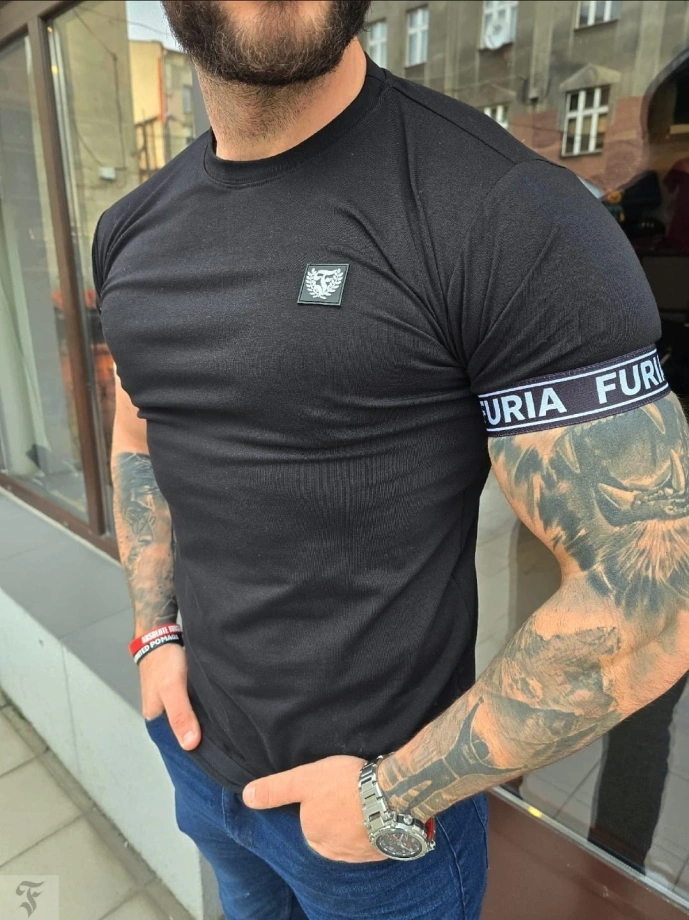 Koszulka męska t-shirt FURIA czarna białe logo