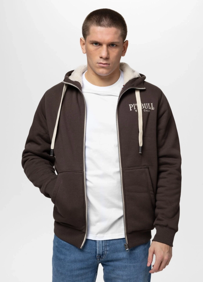 Bluza męska rozpinana z kapturem Pit Bull Ruffin Detroit brązowa