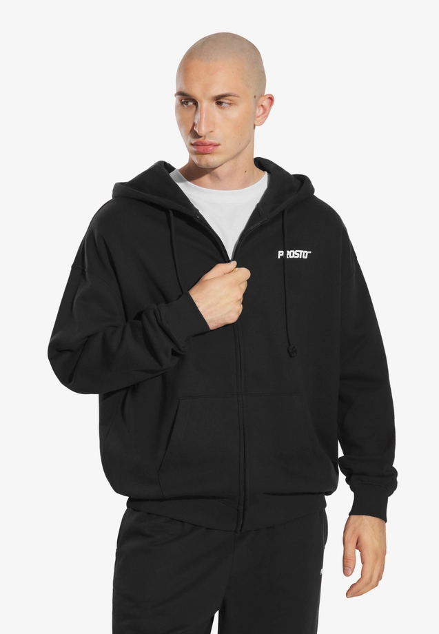 Bluza męska rozpinana z kapturem Prosto Logo czarna