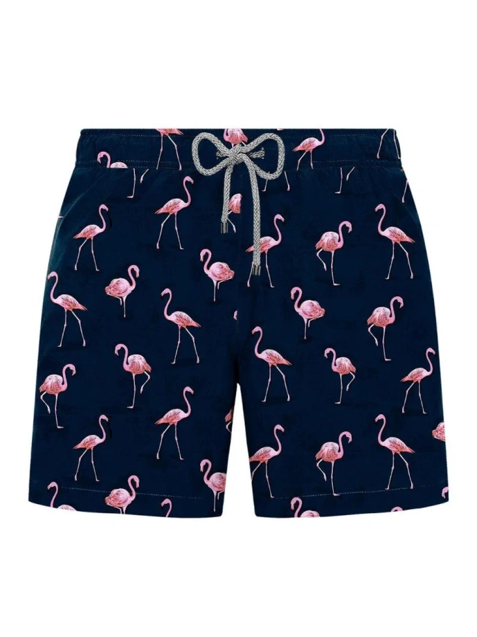 Spodenki męskie kąpielowe John Frank Flamingo granatowe