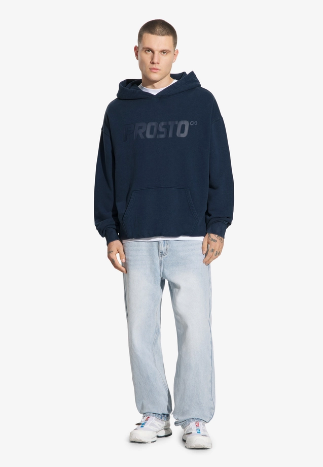 Bluza męska streetwear z kapturem Prosto Big Log granatowa