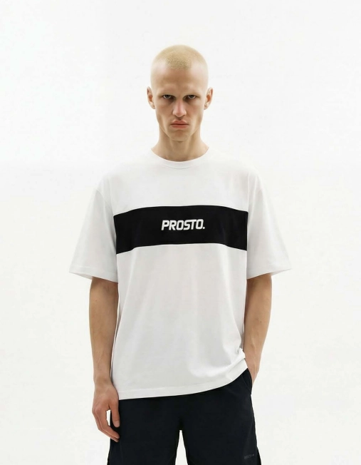 Koszulka męska t-shirt Prosto Root biało/czarna