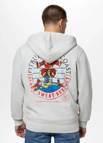 Bluza męska rozpinana z kapturem Pitbull Champion Bloodline biała