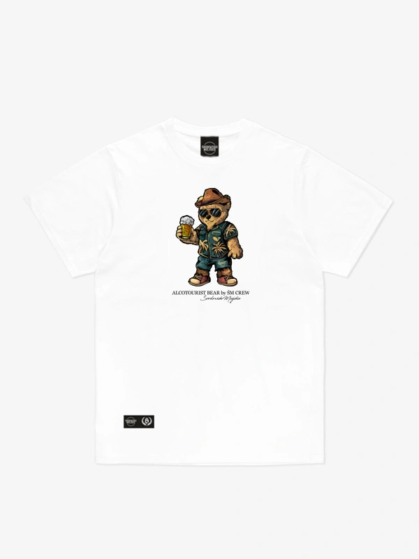 Koszulka męska t-shirt Środowisko Miejskie Alcotourist Bear biała