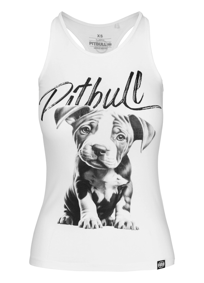 Koszulka Tank Top damski Pit Bull Puppy biała