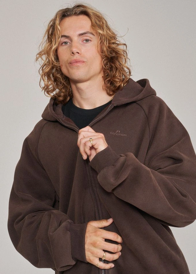 Bluza męska rozpinana z kapturem Coalition CLTN Zip 526 brązowa