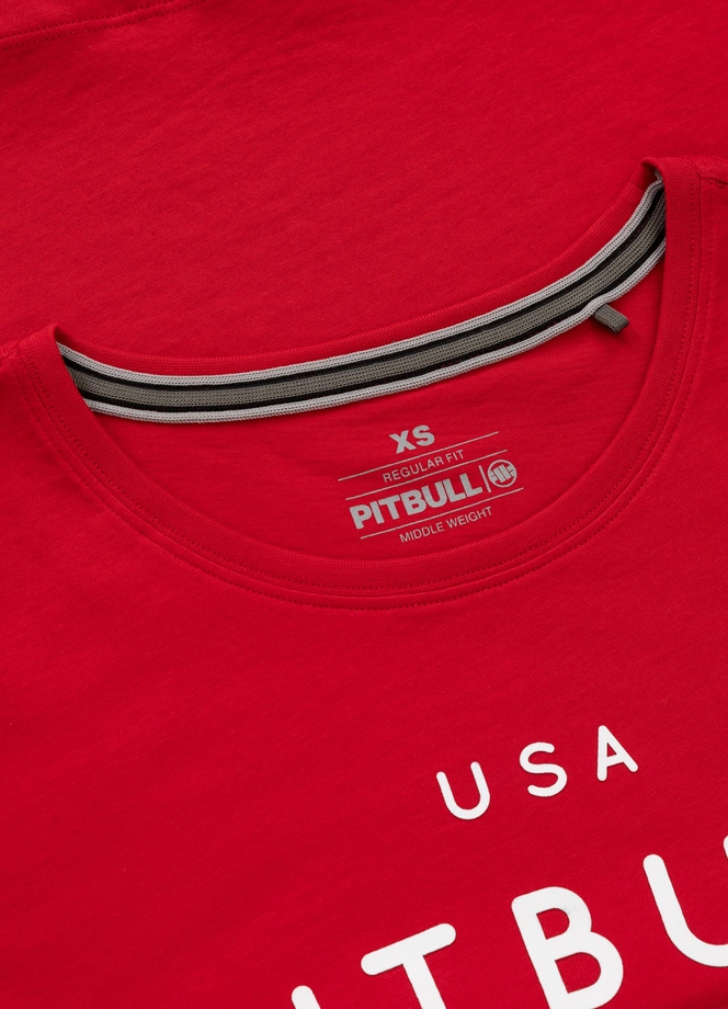 Koszulka t-shirt damska Pit Bull Pitbull USA CAL czerwona