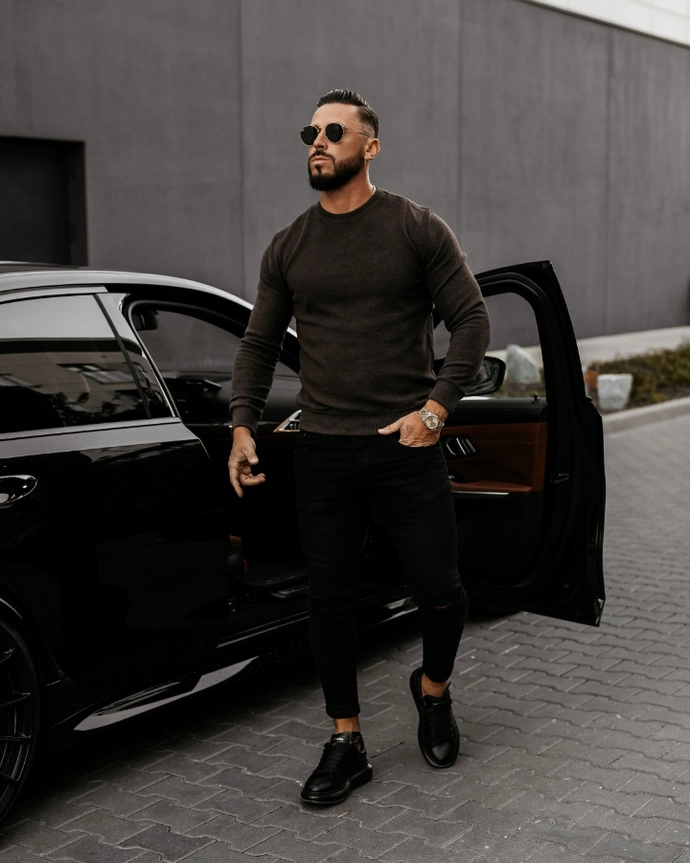 Sweter męski Olavoga Liwoti brązowy