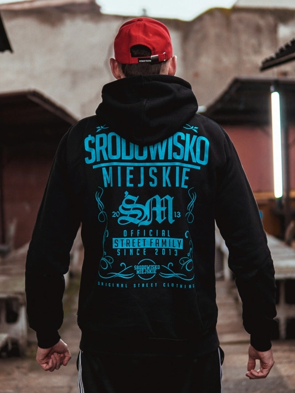 Bluza z kapturem Środowisko Miejskie Theme czarno/niebieska