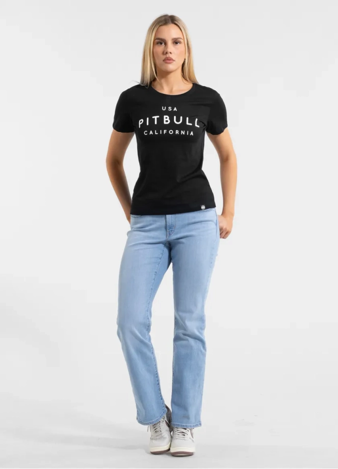 Koszulka t-shirt damska Pit Bull Pitbull USA CAL czarna