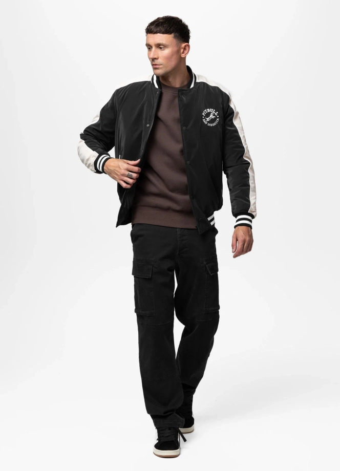 Kurtka męska przejściowa bejsbolówka Pit Bull Manolito czarno/biała