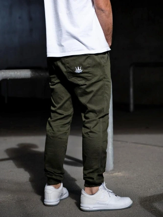 Spodnie męskie Jogger Jigga Wear Crown oliwkowe zielone