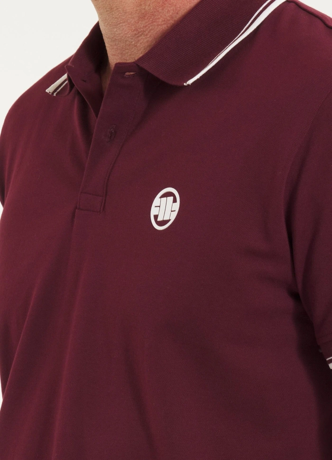 Koszulka męska Polo Pitbull Pique Stripes Regular ciemno bordowa