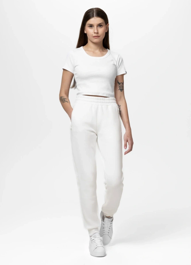 Spodnie dresowe damskie Pit Bull Fiora off-white białe
