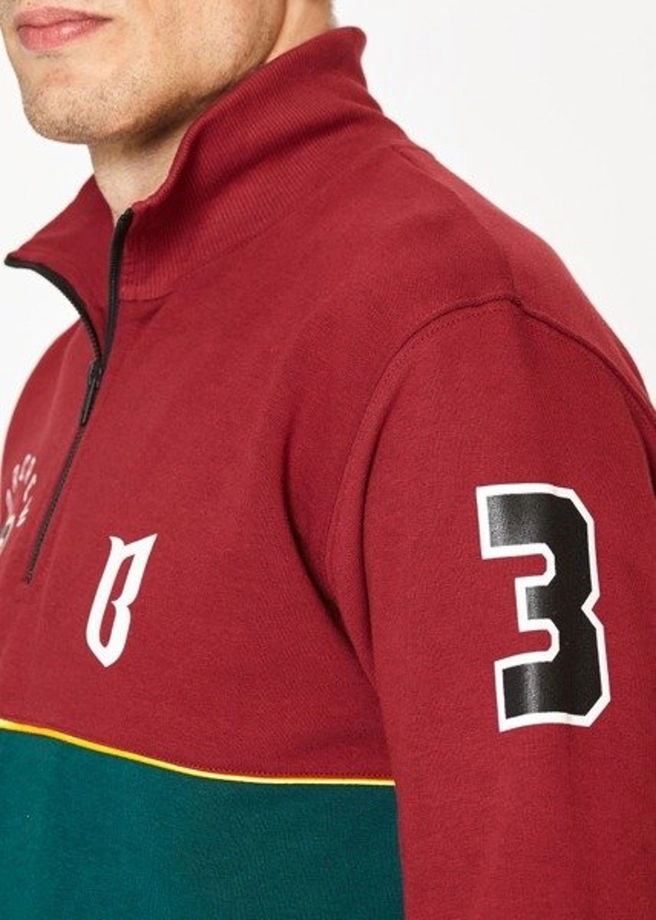 Bluza bez kaptura BOR B 13 stójka burgundy/green