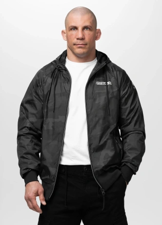 Kurtka męska wiosenna przejściowa Pit Bull Athletic Logo wiatrówka czarna camo