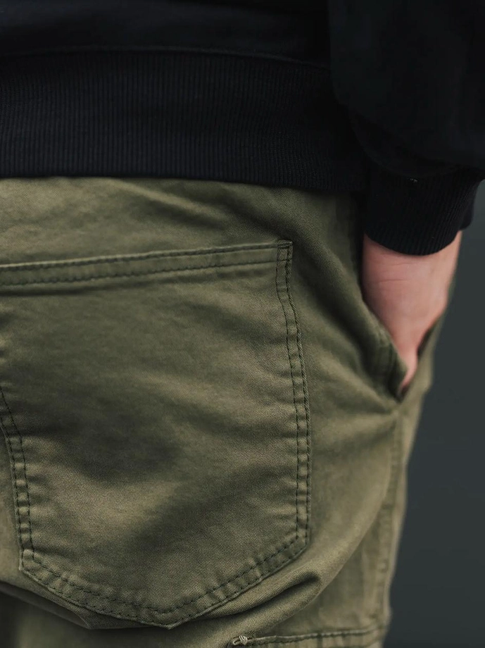 Spodnie męskie Materiałowe Jogger Bojówki Jigga Wear Stripe Zip Cargo zielone