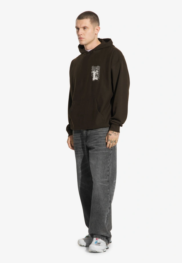 Bluza męska z kapturem oversize Prosto Shadow sprany czarny