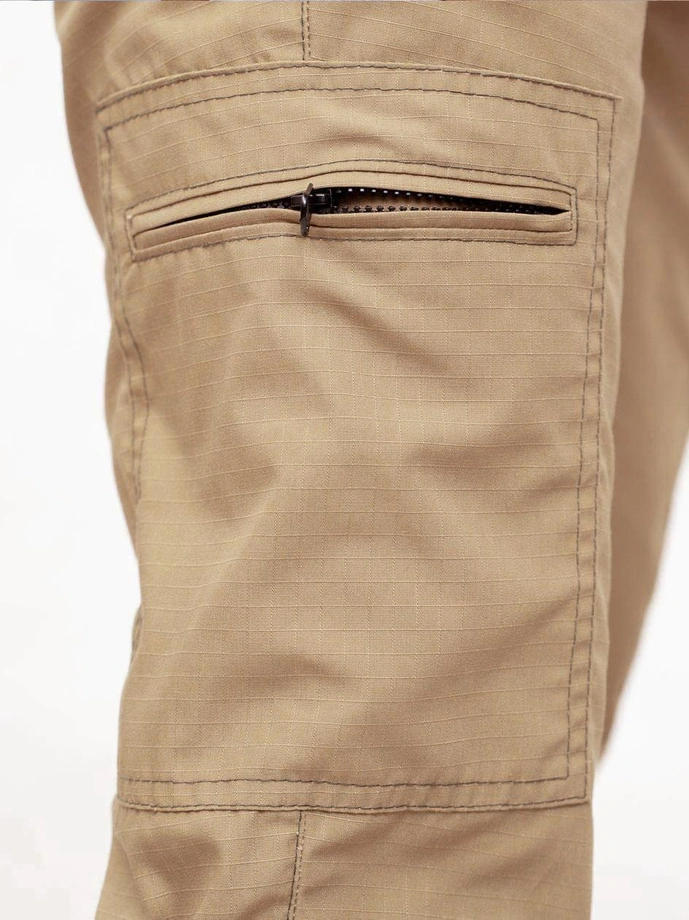 Spodnie męskie Materiałowe Jogger Bojówki Jigga Wear Crown Ripstop Cargo jasne beżowe