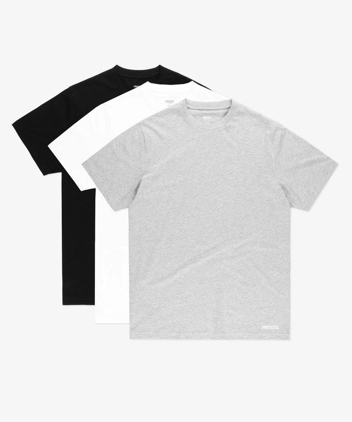 Koszulka męska t-shirt Prosto Basic zestaw 3pack multi biały/czarny/szary
