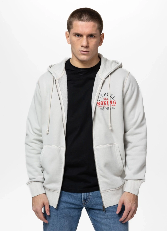 Bluza męska rozpinana z kapturem Pitbull Champion Bloodline biała