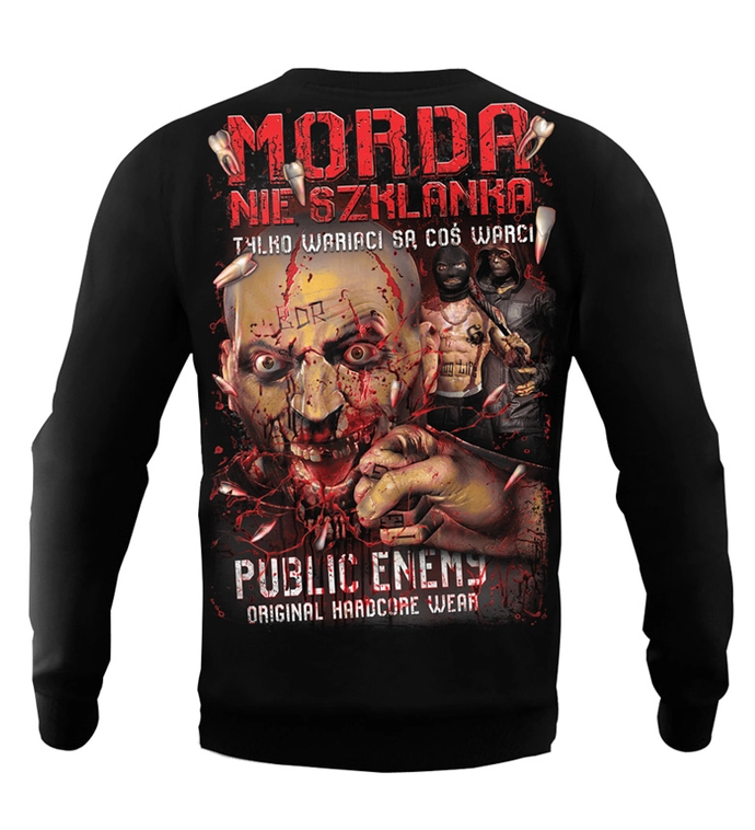 Bluza męska bez kaptura Public Enemy Morda nie szklanka crewneck czarna