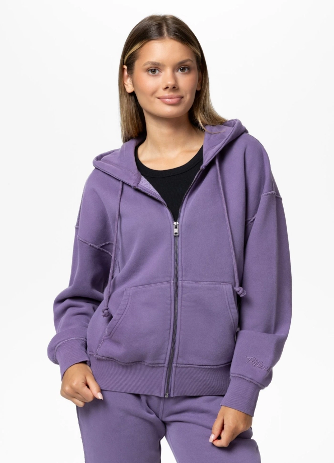 Bluza damska z kapturem ZIP Pitbull Washed Lovia fioletowa