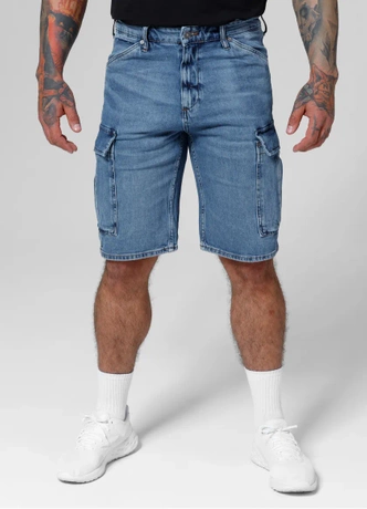 Spodenki szorty jeans bojówki męskie Pitbull Classic Wash Deerhorn jasno niebieskie