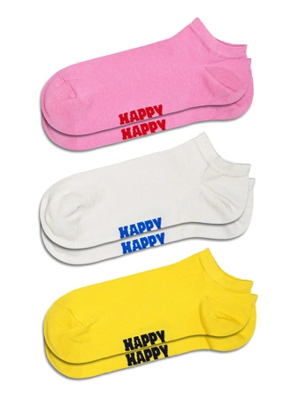 Skarpety Happy Socks 3-Pack Solid Low Socks różowe/białe/żółte