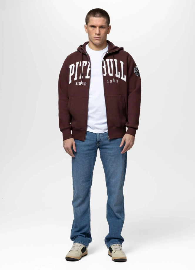 Bluza męska rozpinana z kapturem Pit Bull Norton ciemno bordowa