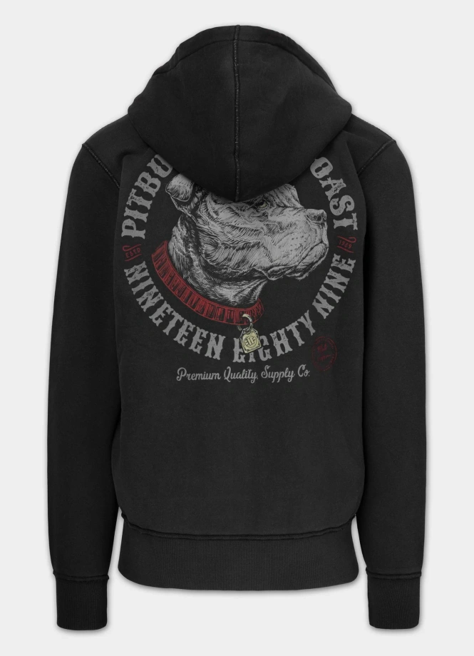 Bluza męska rozpinana z kapturem Pitbull Strenght & Respect grafitowa