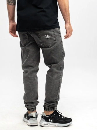 Spodnie męskie Jeans Jogger Jigga Wear Crown sprany czarny