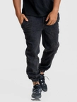 Spodnie męskie Jeans Jogger Jigga Wear Mini Haft Logo Marble marmurkowe czarne