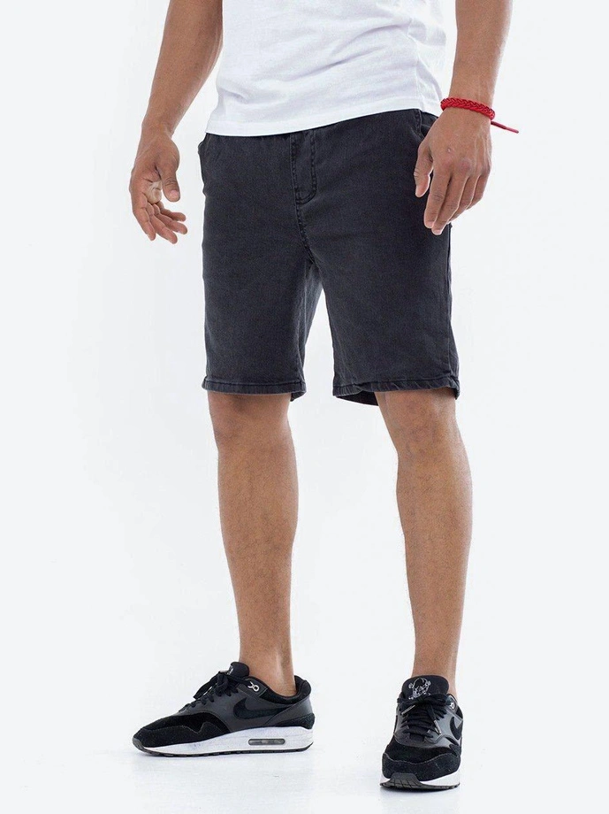 Spodenki szorty męskie jeans Jigga Wear Crown Pocket sprane czarne