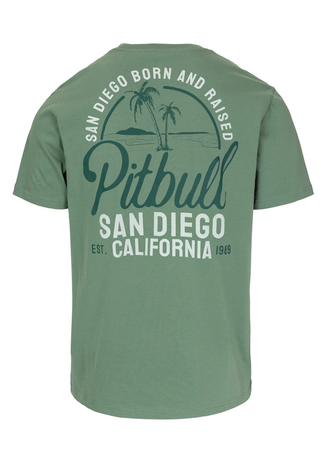Koszulka męska T-Shirt Pit Bull Pitbull San Diego Born miętowa zielona