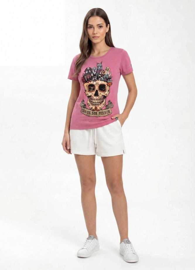 Koszulka t-shirt damska Pit Bull Dia De Los Perros różowa