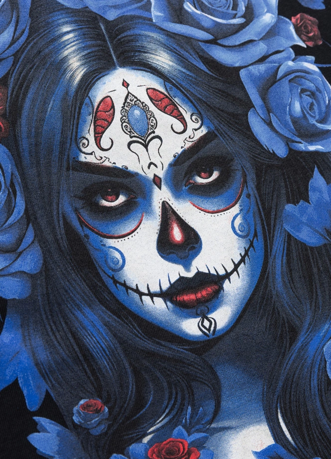 Koszulka damska T-shirt Pit Bull Santa Muerte Blue czarna