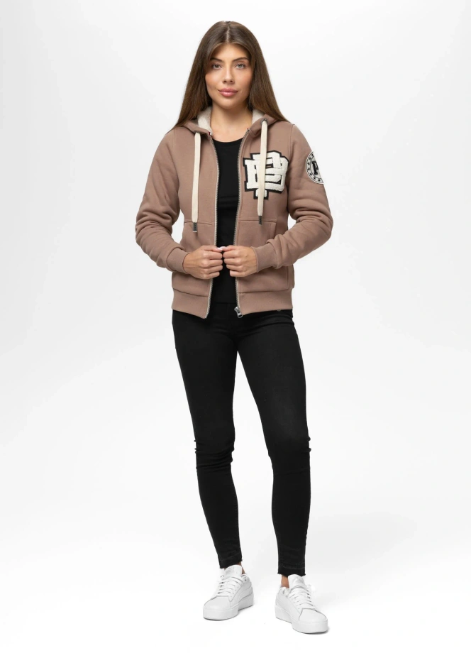 Bluza damska z kapturem ZIP Pit Bull Ruffina PB jasno brązowa